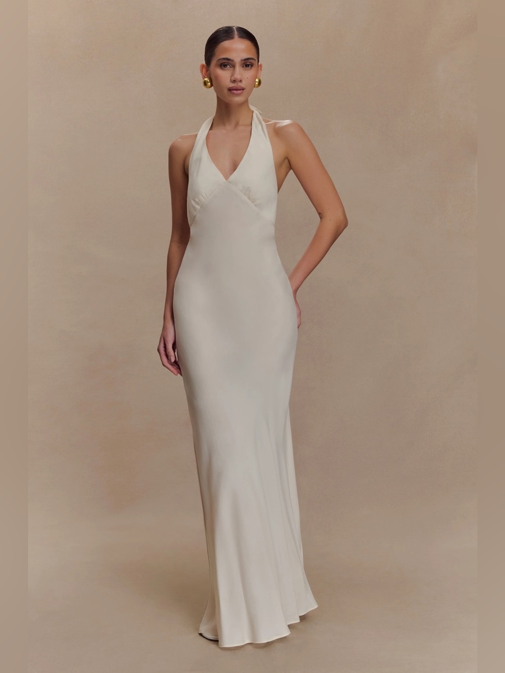 Meshki Louisiana Halter Maxi Dress - Ivory